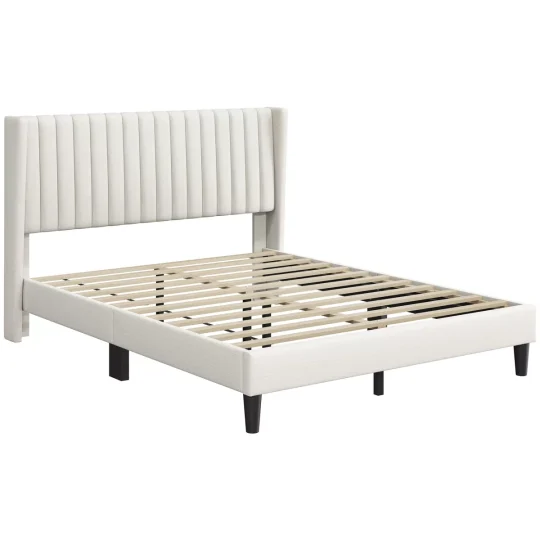 Upholstered Bed Frame with Wing Side