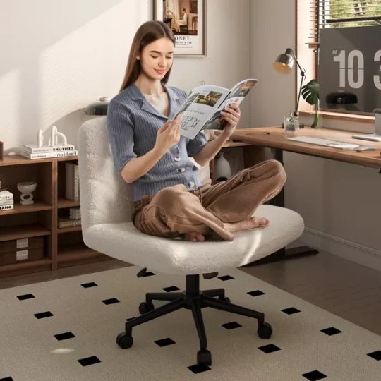 Swivel Desk Chair with No Arms for Home Office Study Bedroom - 图片 2