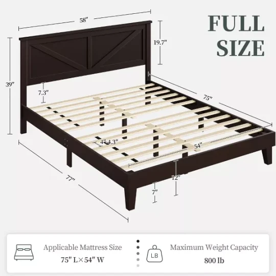 Farmhouse Wooden Bedframe - 图片 3