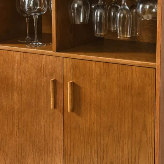Wine Cabinet With Wine Glass Rack And Wine Rack And Adjustable Shelves, Kitchen Coffee Bar Cabinet, For Home Farmhouse Dining Room - 图片 4
