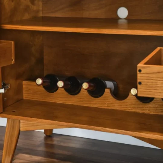 Wine Cabinet With Wine Glass Rack And Wine Rack And Adjustable Shelves, Kitchen Coffee Bar Cabinet, For Home Farmhouse Dining Room - 图片 5